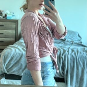 American Eagle Casual Button-up Shirt in Dusty Rose, Size S